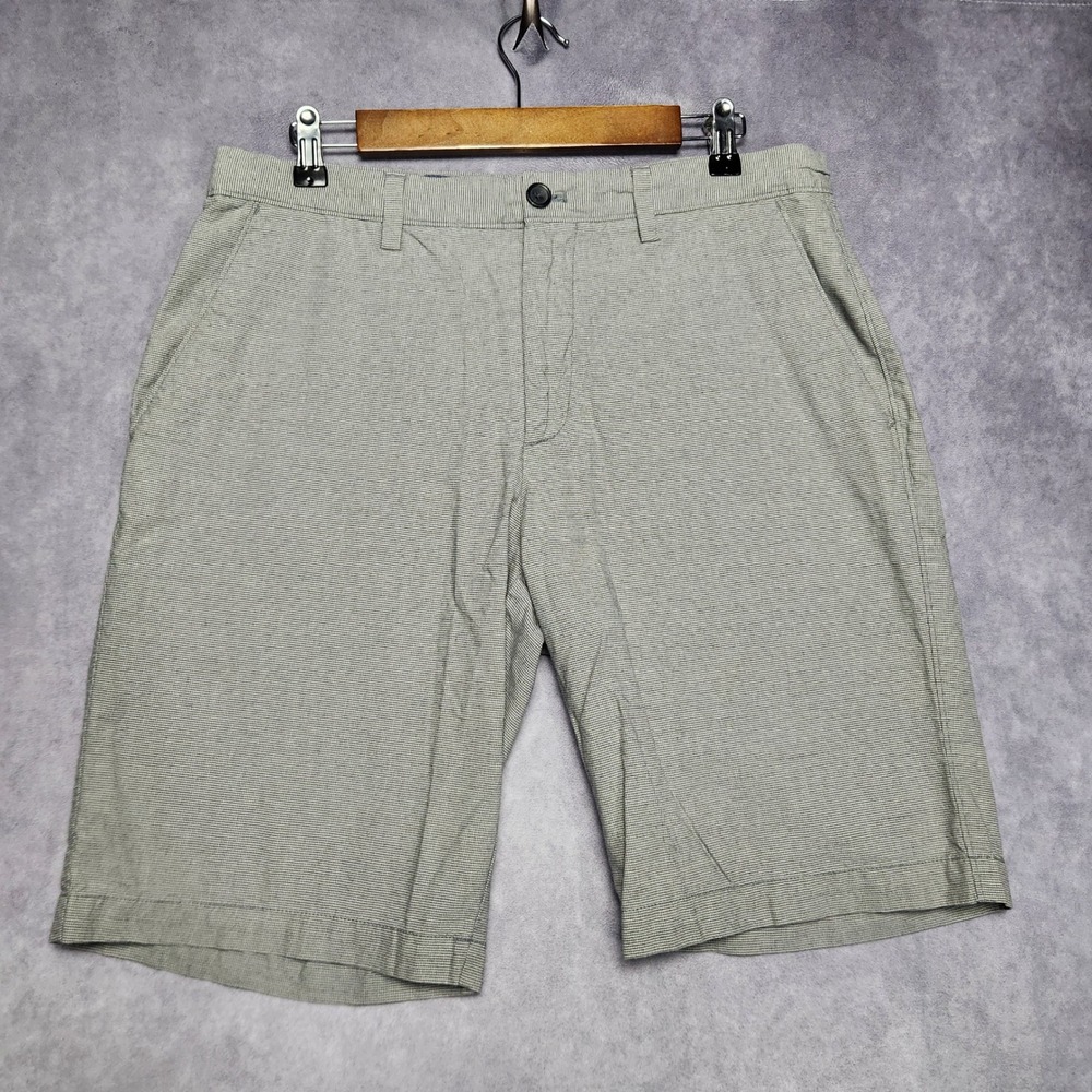 Banana Republic Emerson Shorts Mens 32 Gray White Houndstooth Cotton Chino Short
